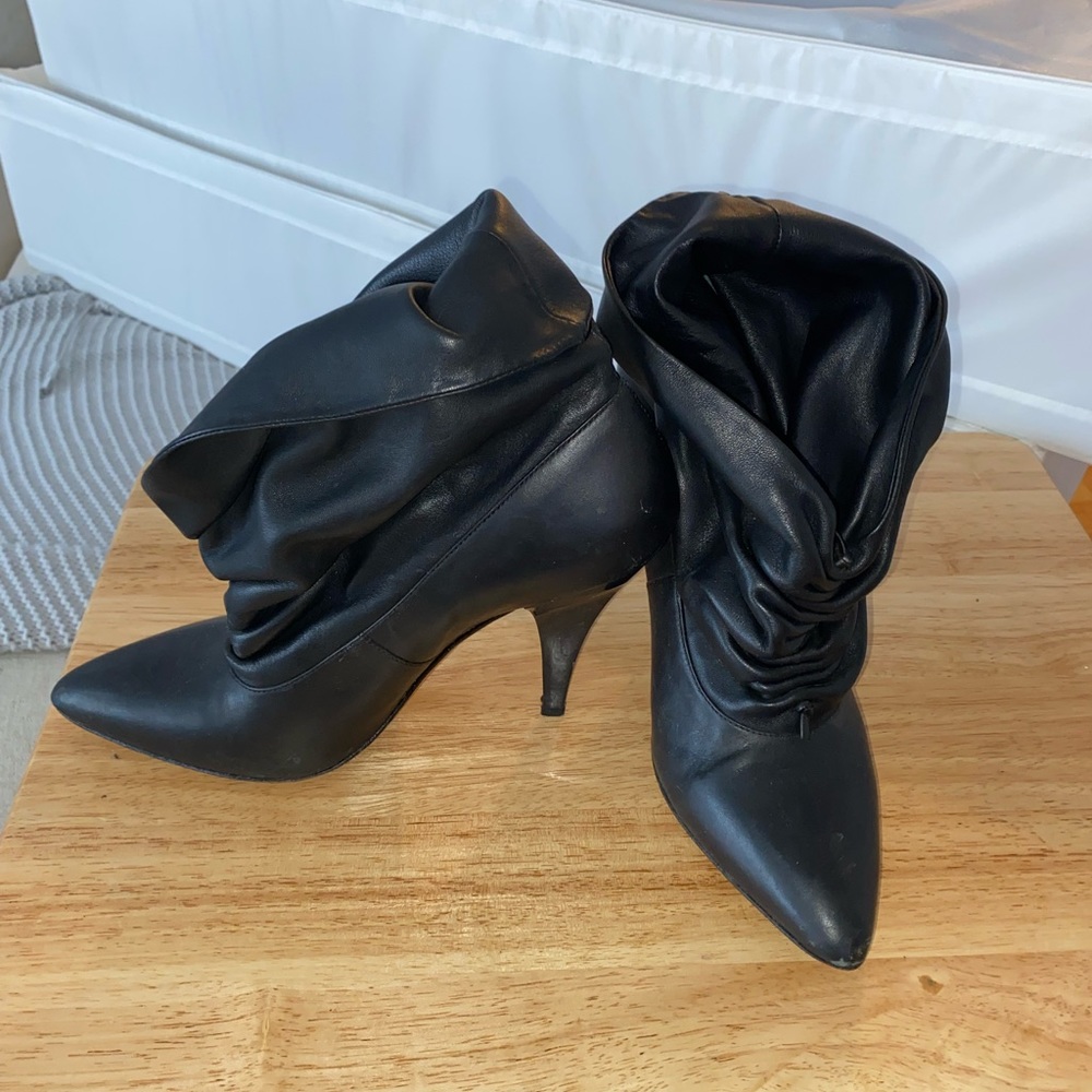 Black leather ankle booties size 8.